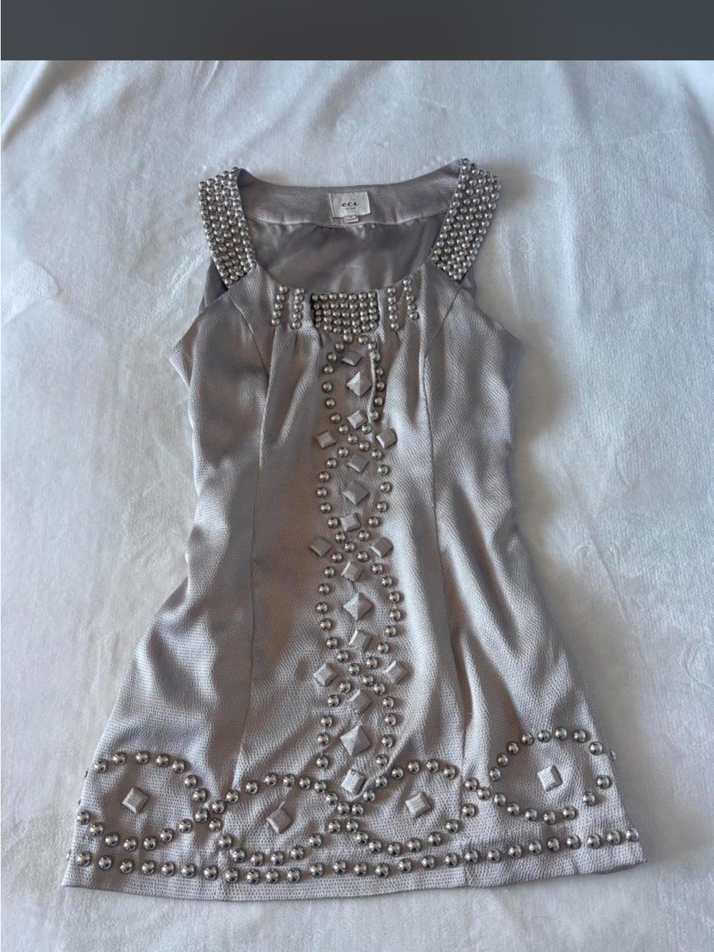 ECI Satin-Look Silver Cocktail Dress